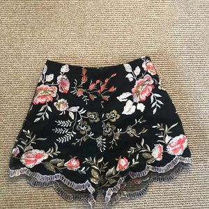Lace-sequin, embroidered shorts